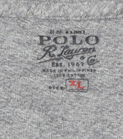 Ralph Lauren Men's Grey XL Graphic Military Crew Neck T-Shirt