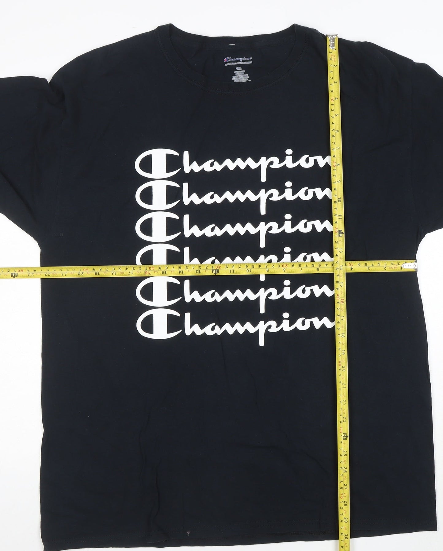 Champion Men's Black Long Sleeve Logo Graphic T-Shirt 1XL