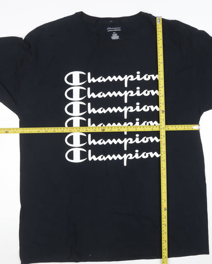 Champion Men's Black Long Sleeve Logo Graphic T-Shirt 1XL