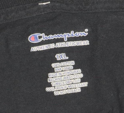 Champion Men's Black Long Sleeve Logo Graphic T-Shirt 1XL