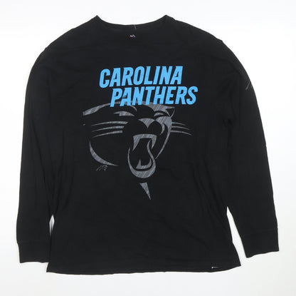 Majestic Men Black Carolina Panthers Long Sleeve Cotton T-Shirt Medium