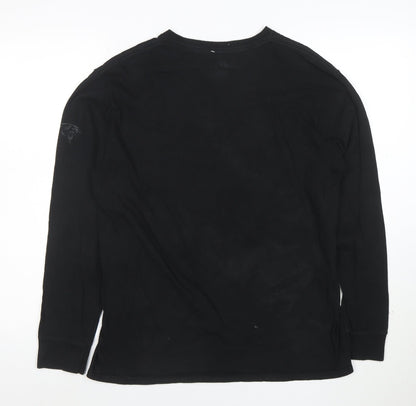 Majestic Men Black Carolina Panthers Long Sleeve Cotton T-Shirt Medium