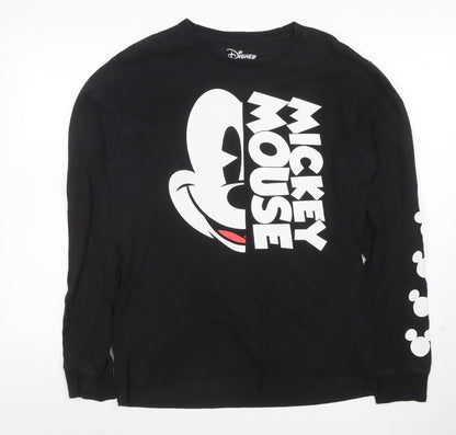 Disney Men Black Mickey Mouse Long Sleeve Graphic T-Shirt M