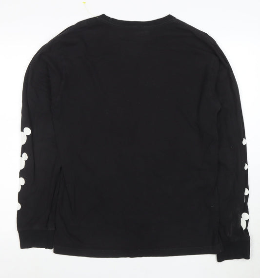 Disney Men Black Mickey Mouse Long Sleeve Graphic T-Shirt M