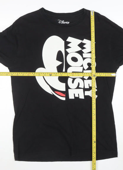 Disney Men Black Mickey Mouse Long Sleeve Graphic T-Shirt M