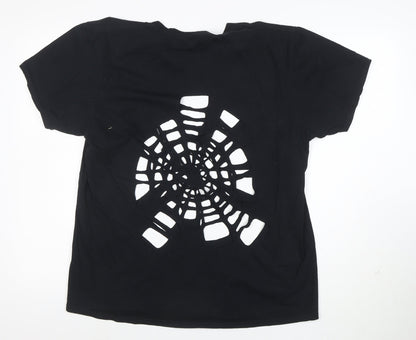 Gildan Men’s Black V-Neck Cut Out Gothic Style Cotton T-Shirt Size L