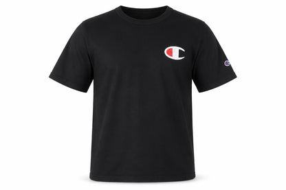 Champion Men Black Small Logo Cotton Crew Neck T-Shirt