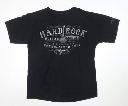 Hard Rock Cafe Men's Black Graphic T-Shirt Large Cotton Music Theme
