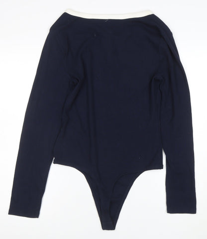 Tommy Hilfiger Denim Womens Navy Bodysuit L Long Sleeve Cotton Blend