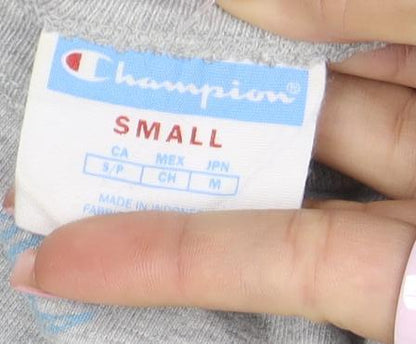 Champion Women's Grey Long Sleeve Cotton Logo T-Shirt Small