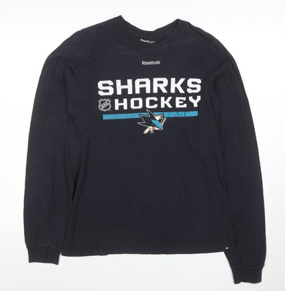 Reebok Men's Black San Jose Sharks Hockey Long Sleeve T-Shirt Size S