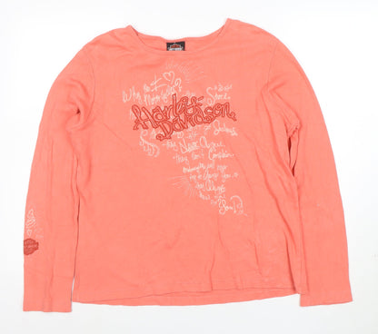 Harley-Davidson Womens Orange XL Long Sleeve Cotton T-Shirt