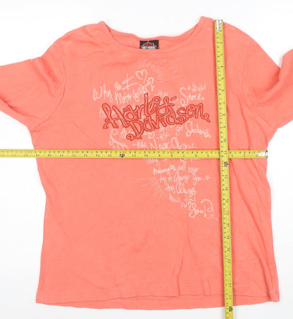 Harley-Davidson Womens Orange XL Long Sleeve Cotton T-Shirt