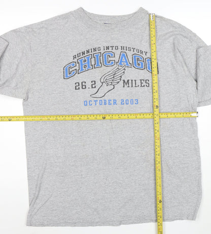 Reebok Men’s Grey Chicago Marathon 2003 Long Sleeve Sports T-Shirt L