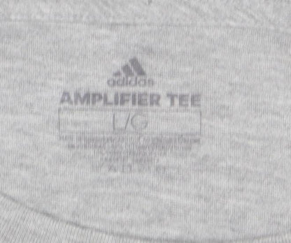 adidas Men's Grey Long Sleeve Amplifier Logo T-Shirt Size L
