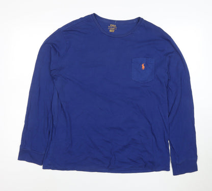 Ralph Lauren Men's Blue Long Sleeve Cotton Crew Neck T-Shirt L