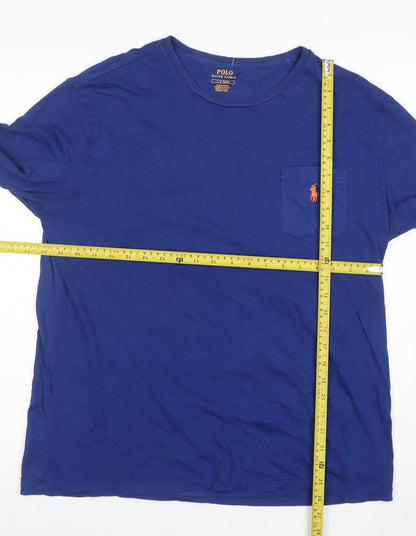 Ralph Lauren Men's Blue Long Sleeve Cotton Crew Neck T-Shirt L