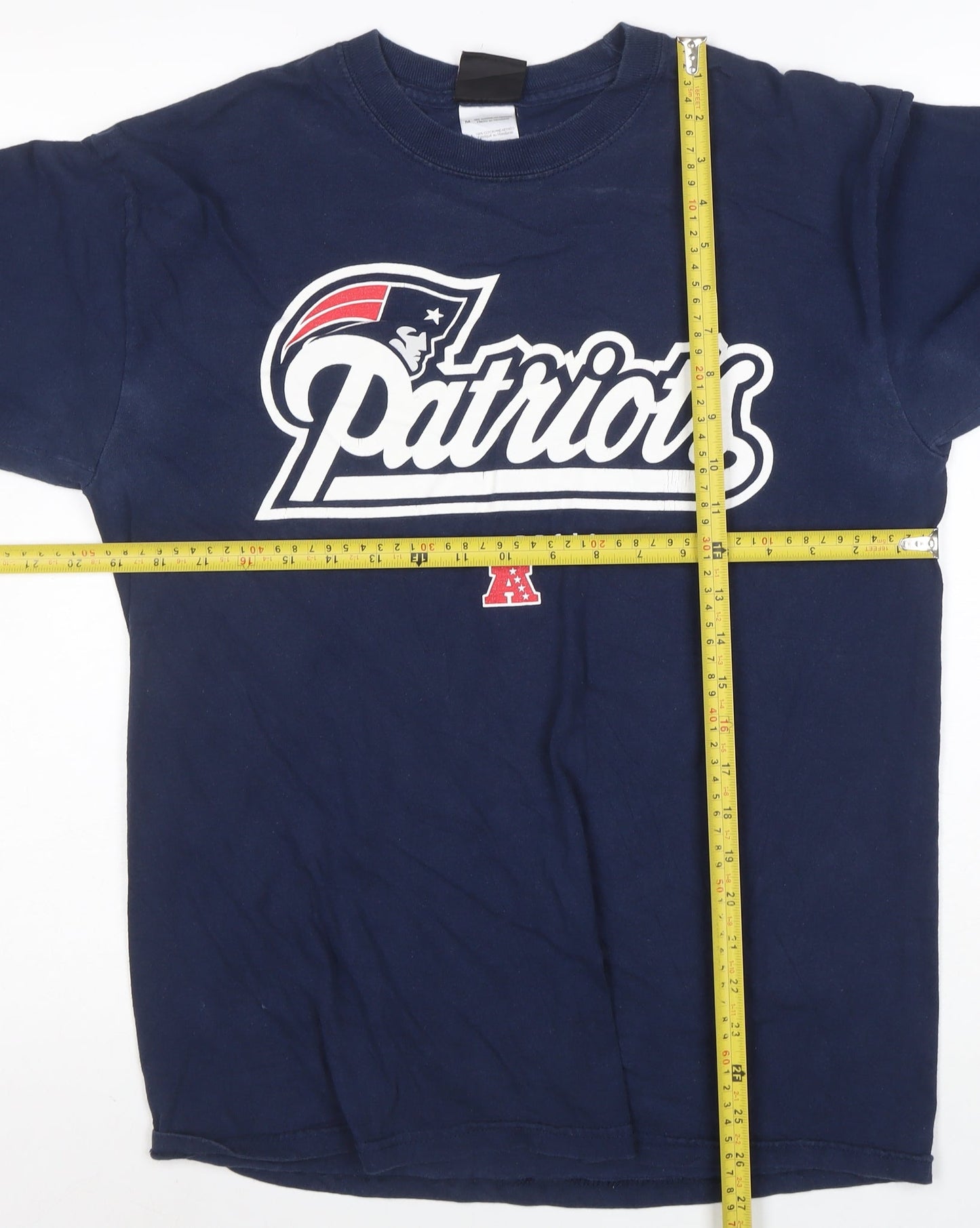 Team Apparel Men's Blue Patriots Long Sleeve Cotton T-Shirt Size M