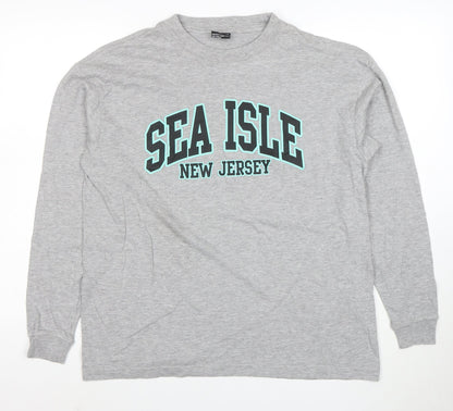 Talha USA Men’s Grey Long Sleeve Crew Neck SEA ISLE T-Shirt XL
