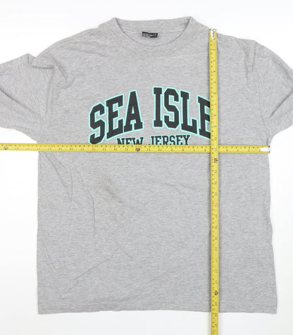 Talha USA Men’s Grey Long Sleeve Crew Neck SEA ISLE T-Shirt XL