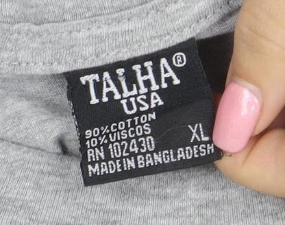 Talha USA Men’s Grey Long Sleeve Crew Neck SEA ISLE T-Shirt XL