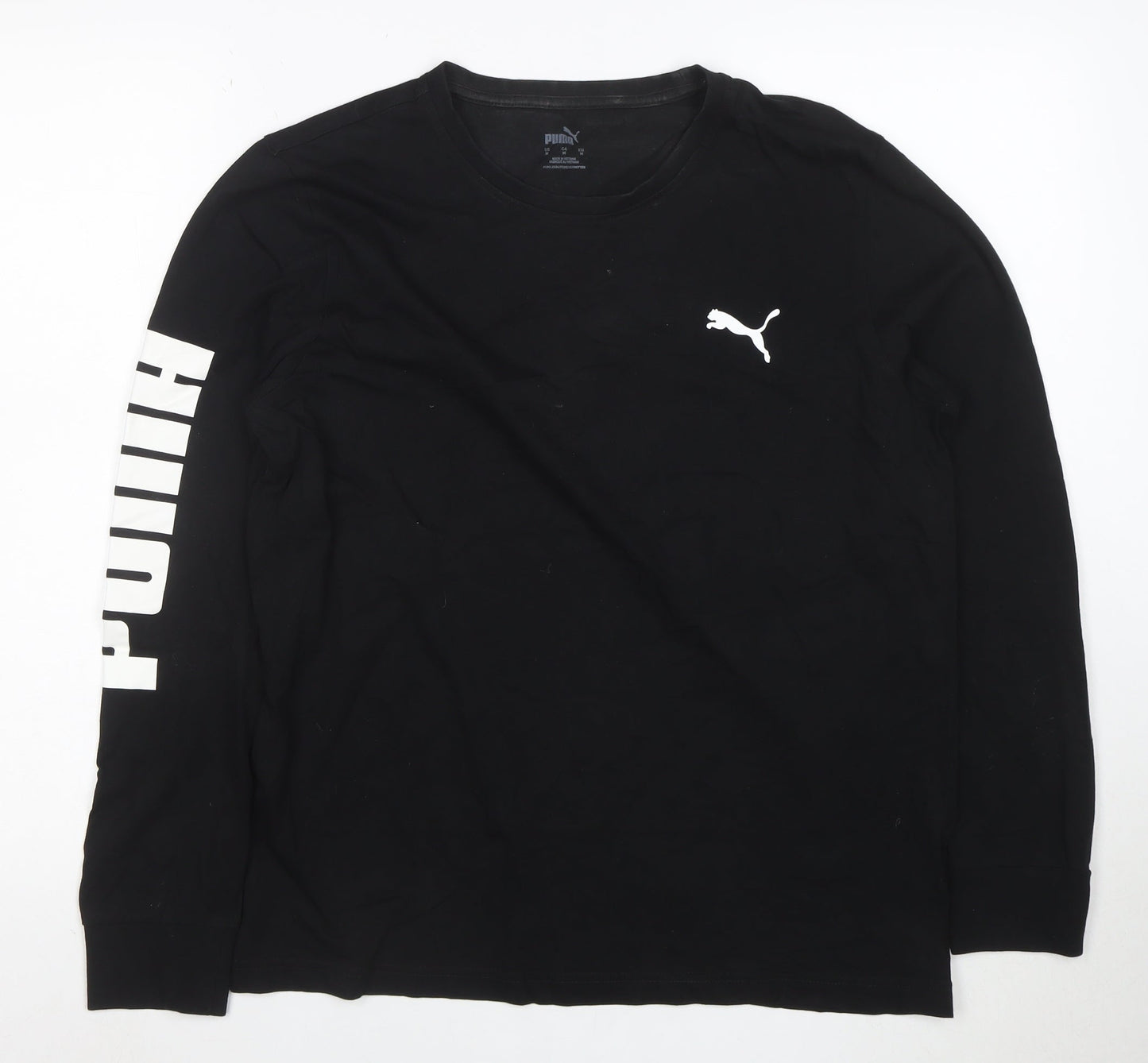 Puma Men's Black Long Sleeve Logo Crew Neck T-Shirt M