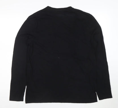 Guess Men's Black Long Sleeve Logo Cotton T-Shirt Medium