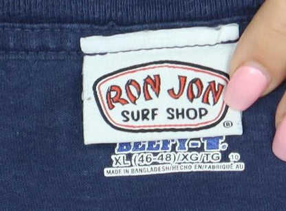 Ron Jon Surf Shop Men's Blue XL Long Sleeve Graphic T-Shirt