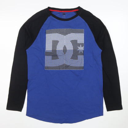 DC Men's Blue Long Sleeve Logo T-Shirt Size M
