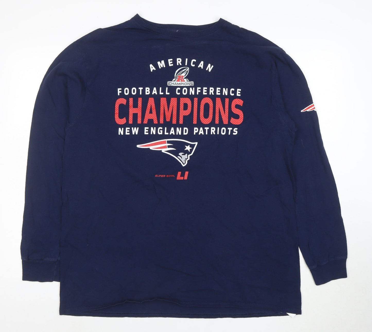 Majestic Men’s Blue Long Sleeve New England Patriots XL T-Shirt