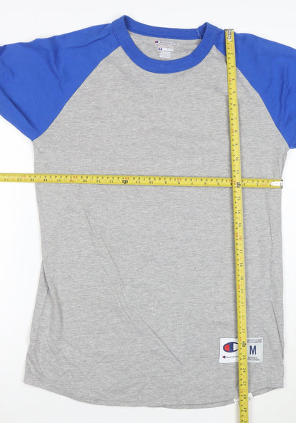 Champion Women's Grey Blue Raglan 3/4 Sleeve T-Shirt Size M