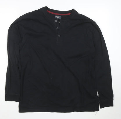 Dockers Men Black Long Sleeve Henley T-Shirt Size M Regular Fit