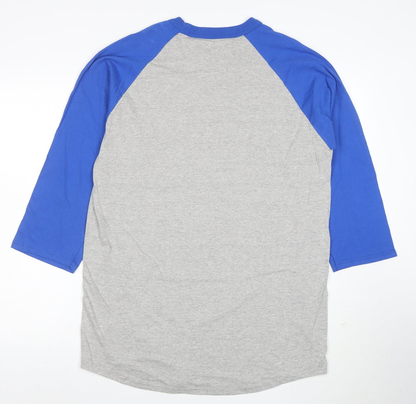 Champion Women Grey Blue Raglan 3/4 Sleeve Basic T-Shirt L