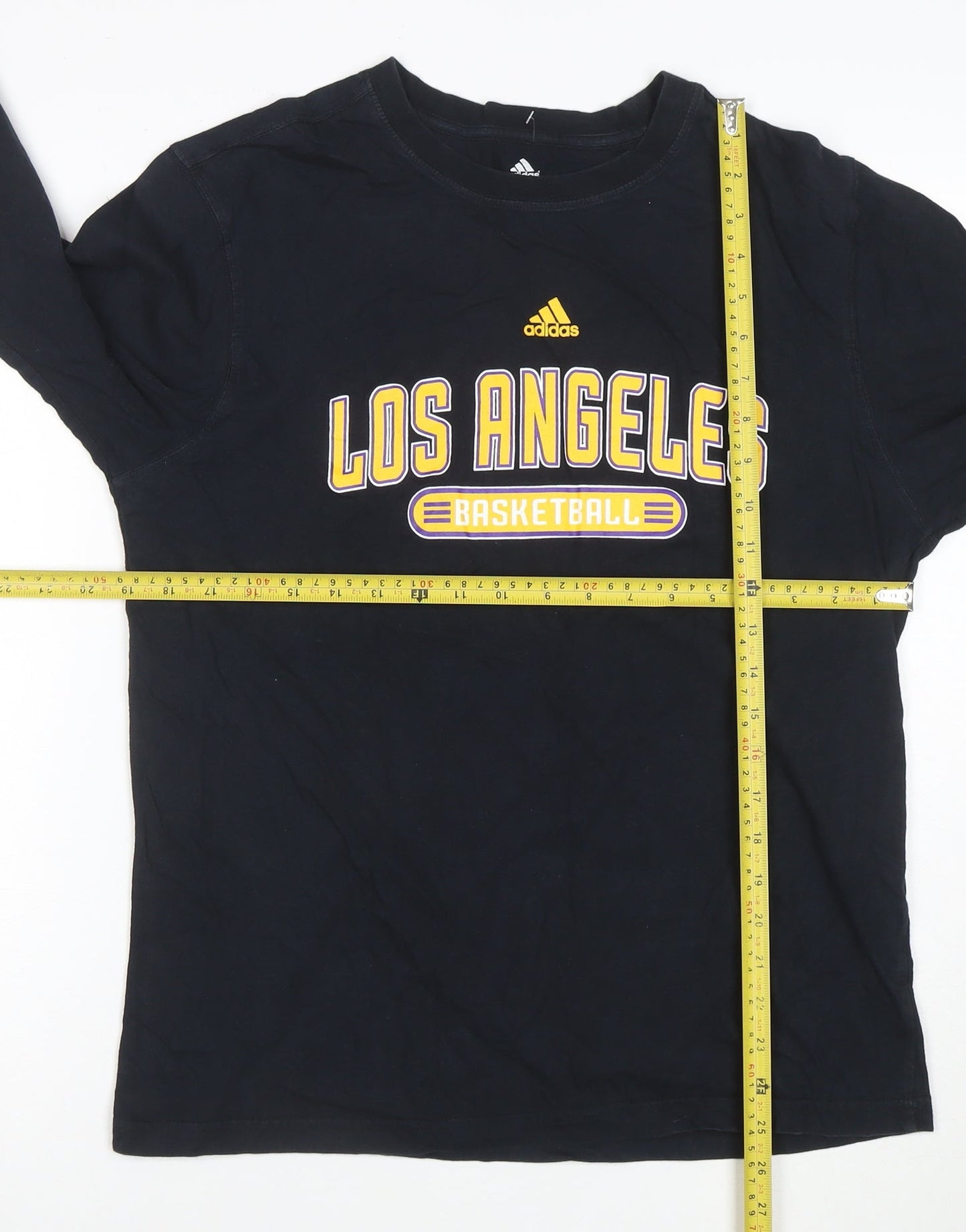 Adidas Men's Black Los Angeles Basketball Long Sleeve T-Shirt M