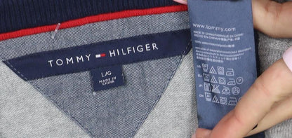 Tommy Hilfiger Men’s Grey V-Neck Cotton Jumper Size L