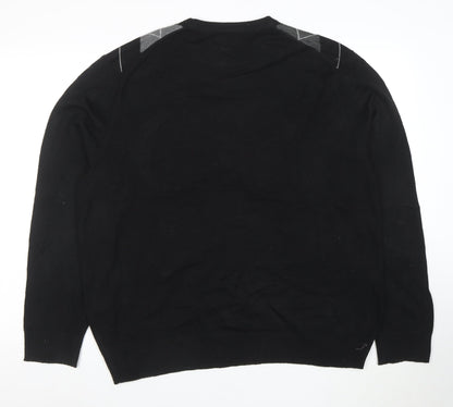 Dockers Men's Black Argyle Crew Neck Acrylic Jumper XL