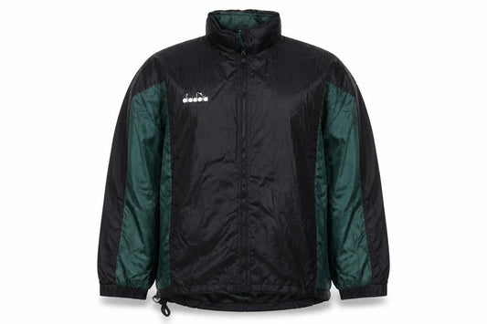 Diadora Women’s Green Black Nylon Windbreaker Jacket L Vintage Retro