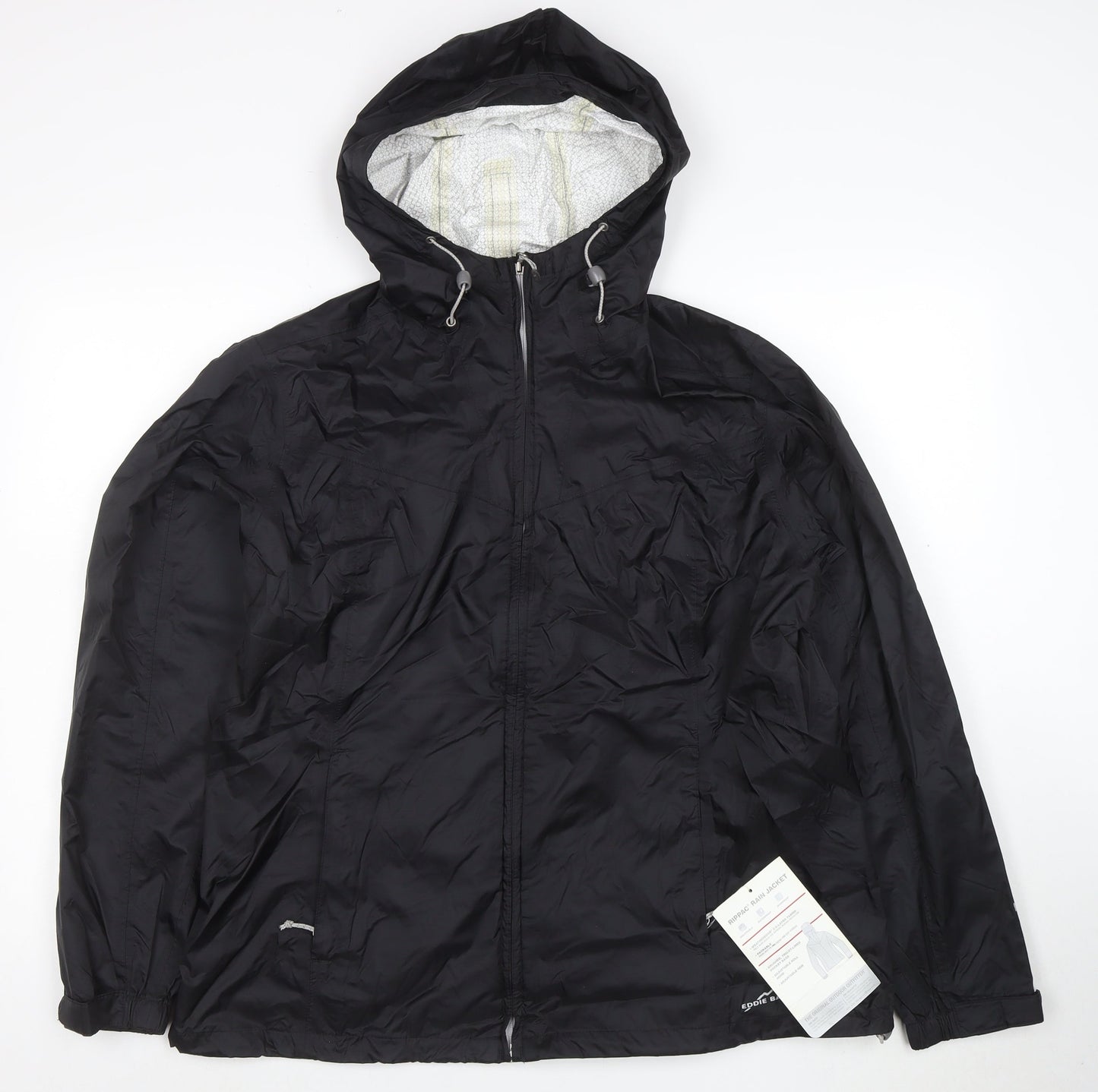 Eddie Bauer Men's Black XL Hooded Waterproof Rain Jacket