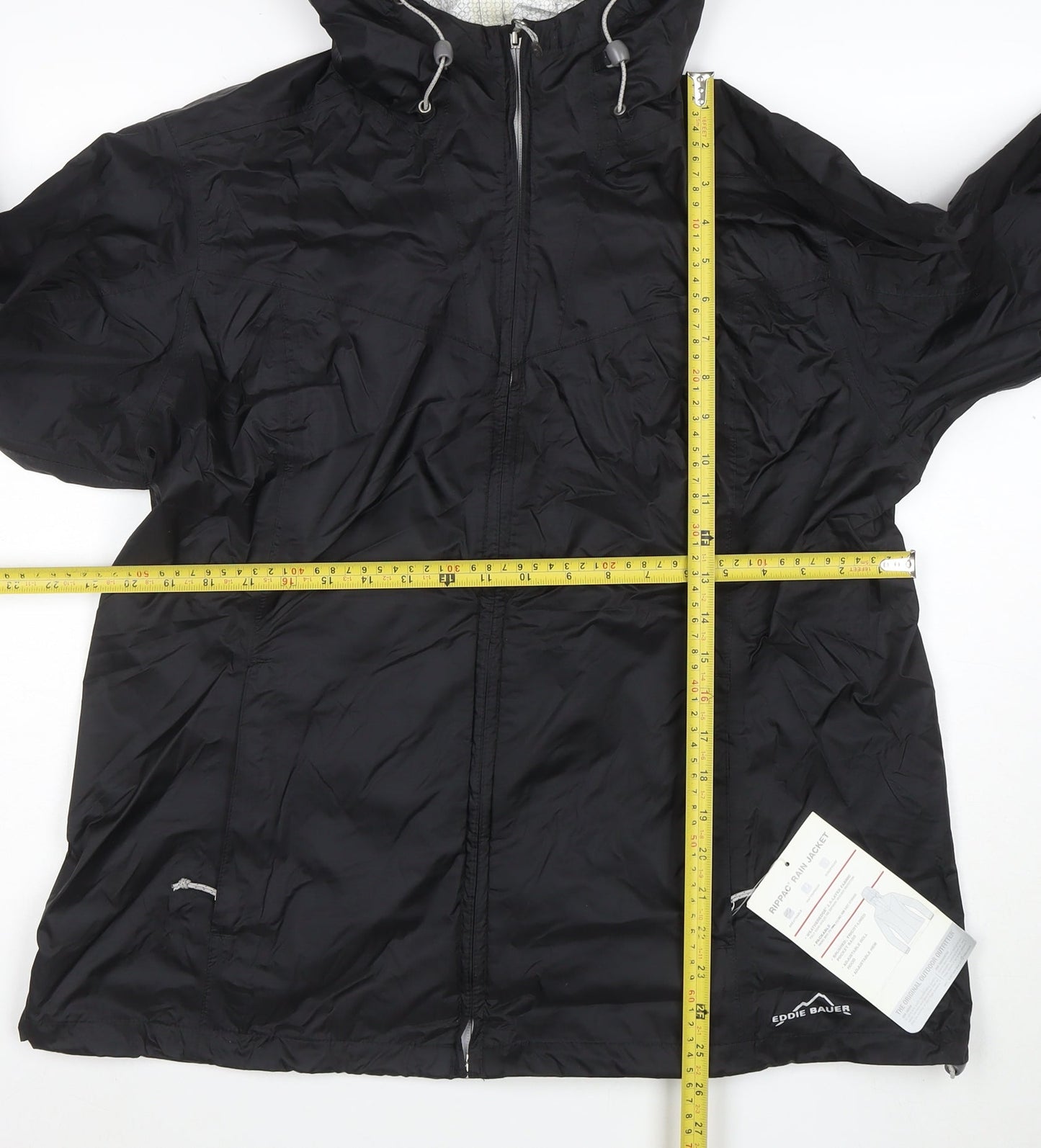 Eddie Bauer Men's Black XL Hooded Waterproof Rain Jacket