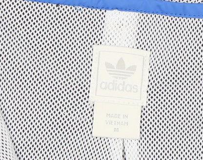 Adidas Mens Black Blue White Hooded Windbreaker Jacket M
