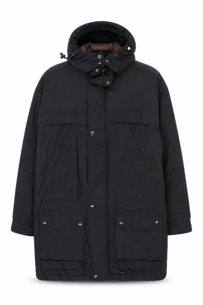 J. Riggings Men's Black L Parka Jacket Hooded Insulated Nylon Polyester