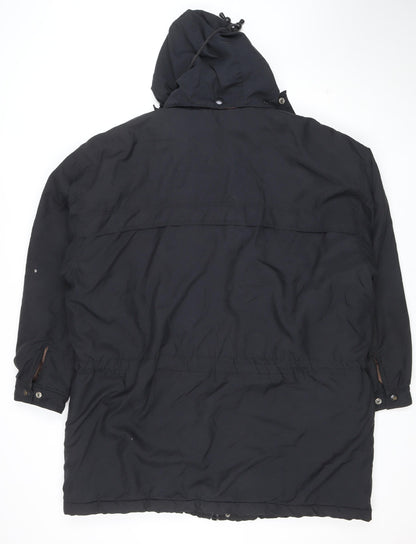 J. Riggings Men's Black L Parka Jacket Hooded Insulated Nylon Polyester