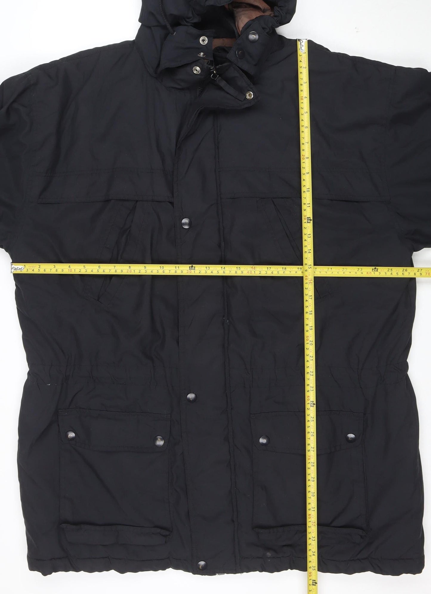 J. Riggings Men's Black L Parka Jacket Hooded Insulated Nylon Polyester
