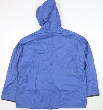Misty Harbor Women Blue M Waterproof Hooded Rain Jacket Mid-Length