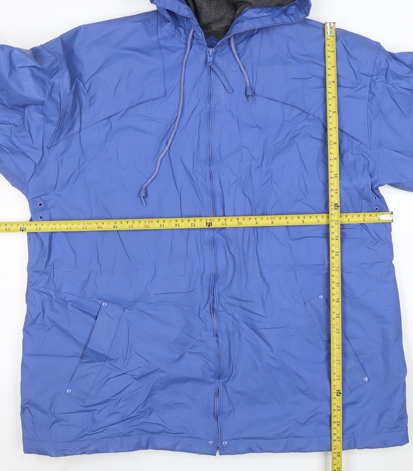 Misty Harbor Women Blue M Waterproof Hooded Rain Jacket Mid-Length