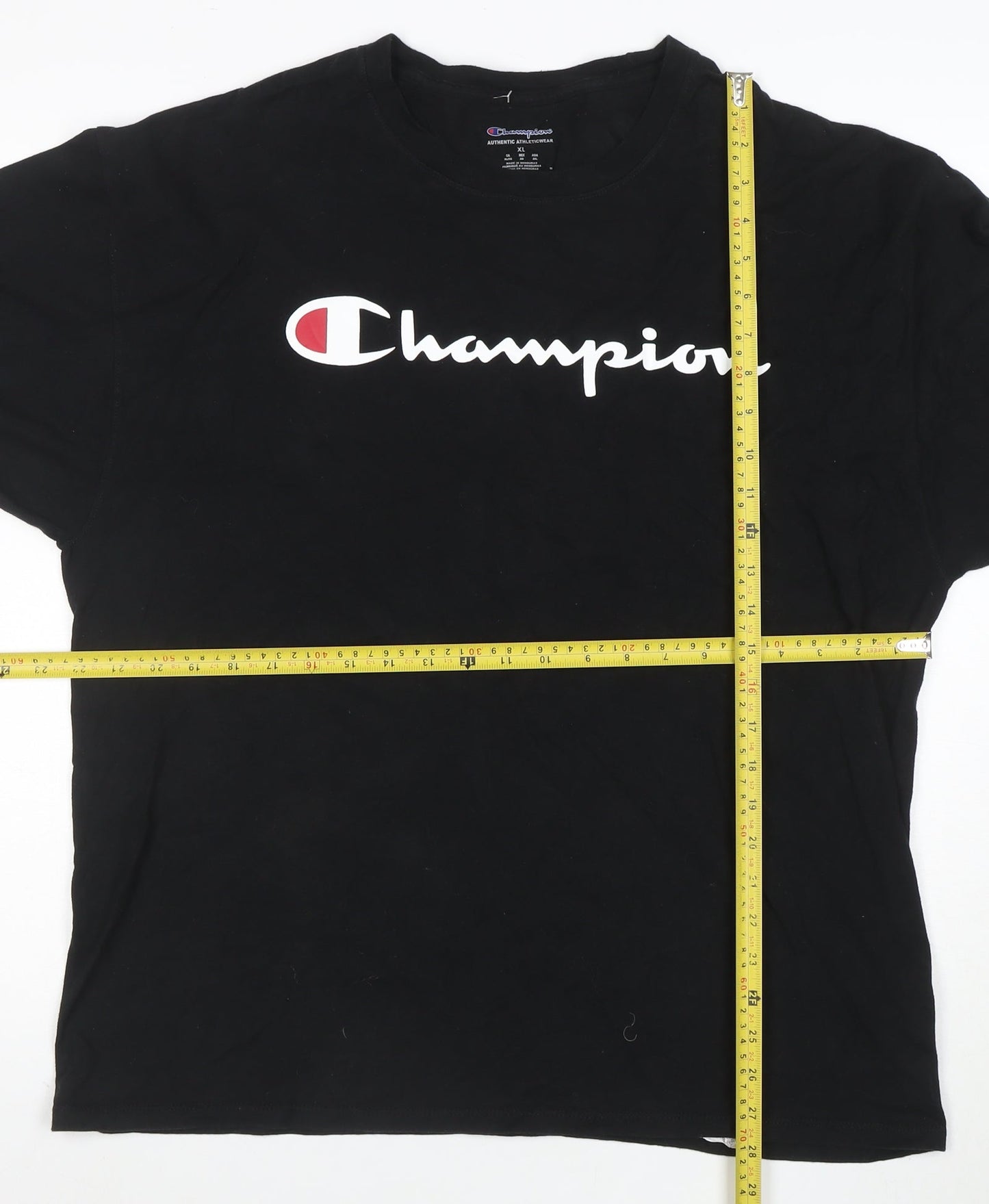 Champion Men's Black Long Sleeve Crew Neck Cotton T-Shirt XL
