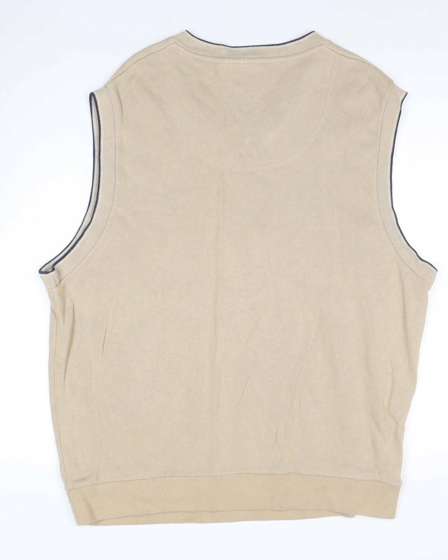 Dockers Men's Beige Cotton V-Neck Sleeveless Knit Vest XL
