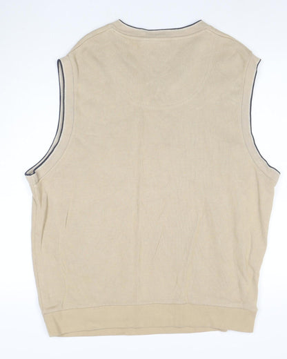 Dockers Men's Beige Cotton V-Neck Sleeveless Knit Vest XL