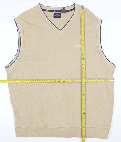 Dockers Men's Beige Cotton V-Neck Sleeveless Knit Vest XL