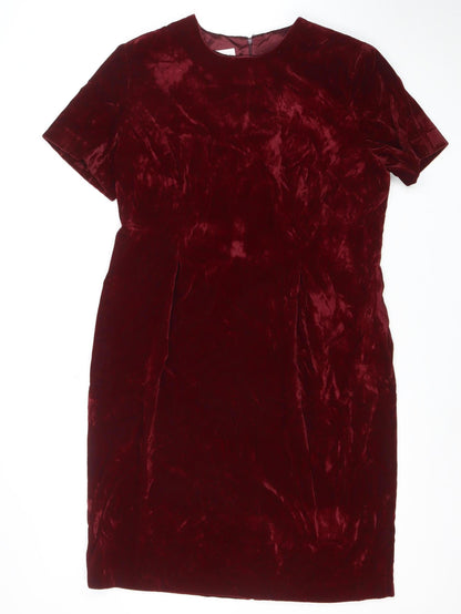 Leslie Fay Petite Women’s Red Velvet Sheath Knee Dress Size 10